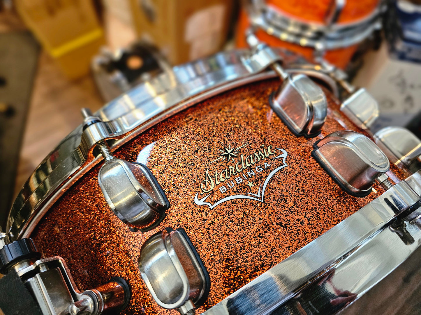 Tama Starclassic Bubinga Marigold sparkle Japan era 14x5.5 snare drum