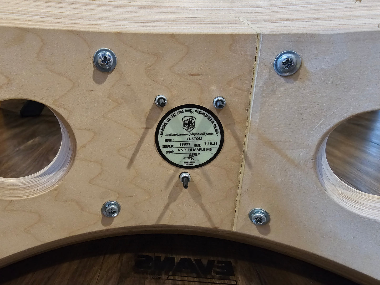 SJC custom 48-ply Maple shell 14x6.5 snare drum