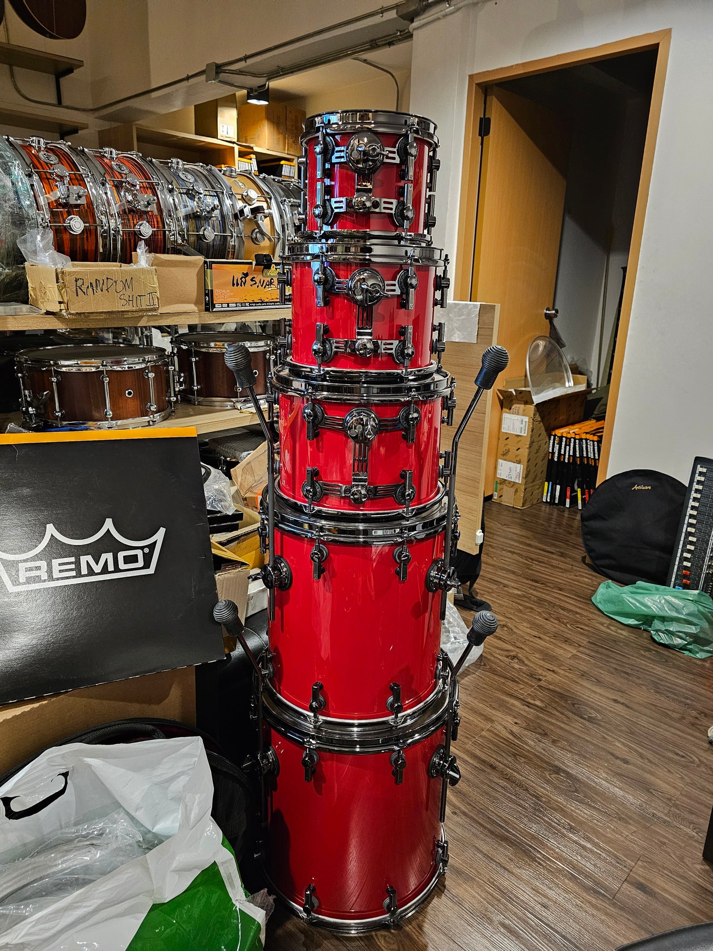Sonor SQ2 heavy Birch Traffic red hi-gloss 6 pieces drums set