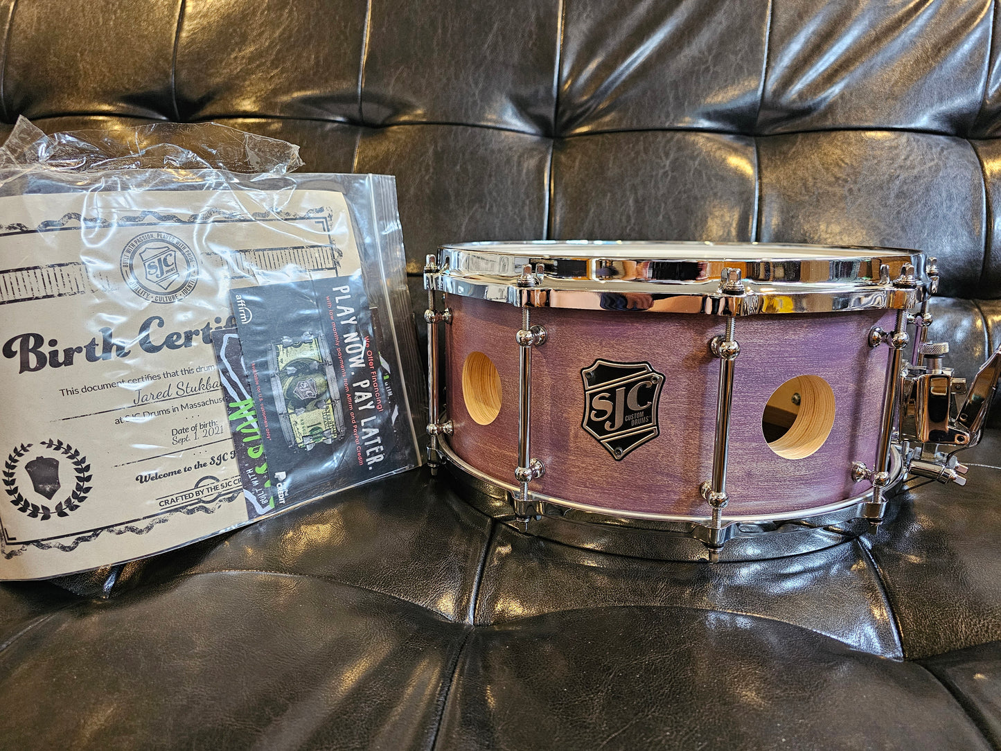 SJC custom 48-ply Maple shell 14x6.5 snare drum