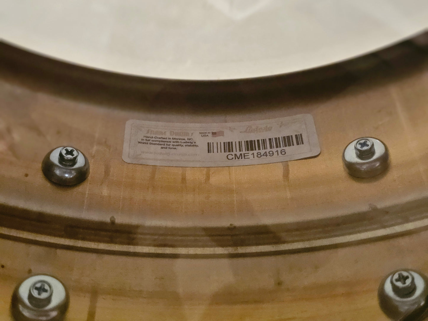 Ludwig LB464R Raw brass phonic 14x6.5 snare drum