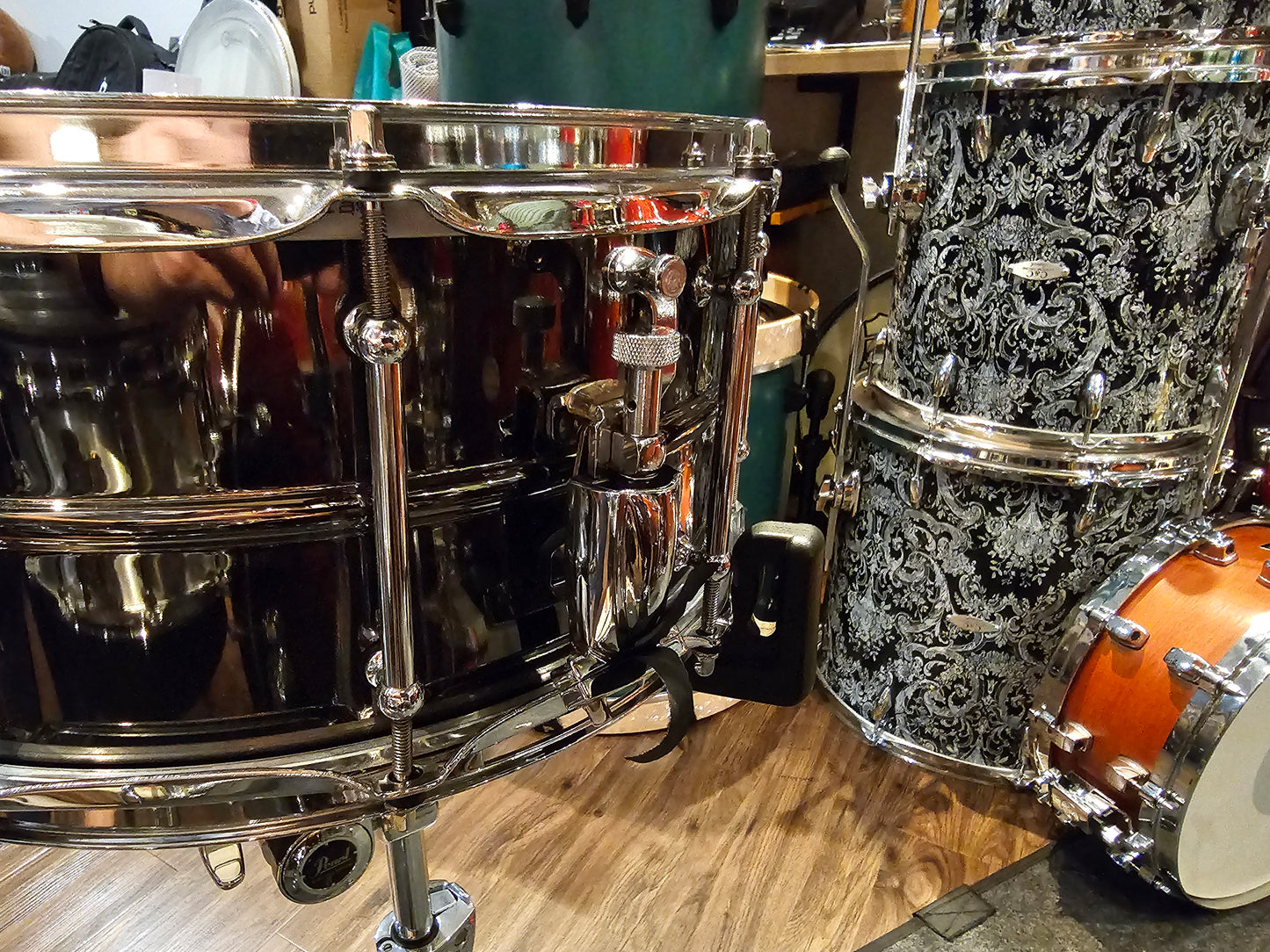 Pork Pie Big black brass shell 14x6.5 snare drum