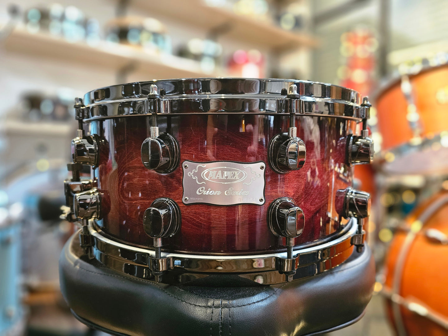 Mapex Orion series all Maple Wine burst 14x6.5 snare drum