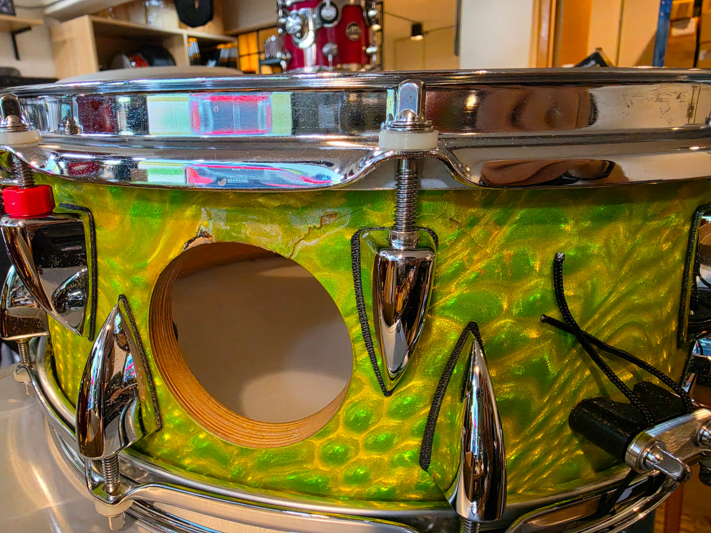 OCDP custom 3D Lime green Maple 20 ply 14x5.5 snare drum