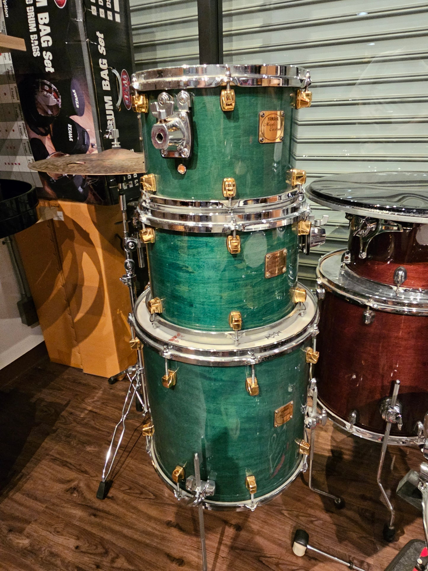 Yamaha Maple custom Emerald green drums set