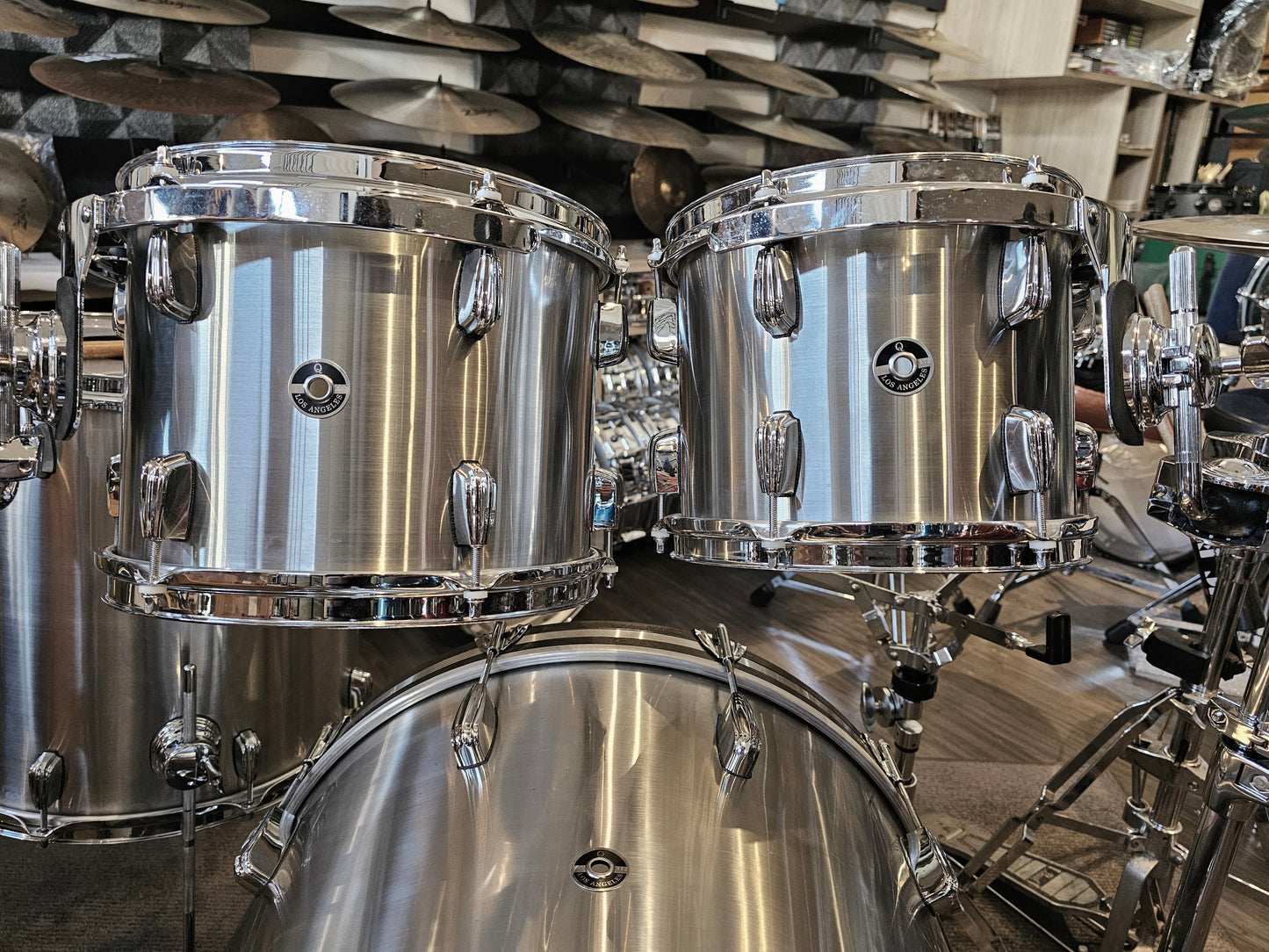 Q Drum Co. Stainless steel + Maple rings 4 pcs. drums kit