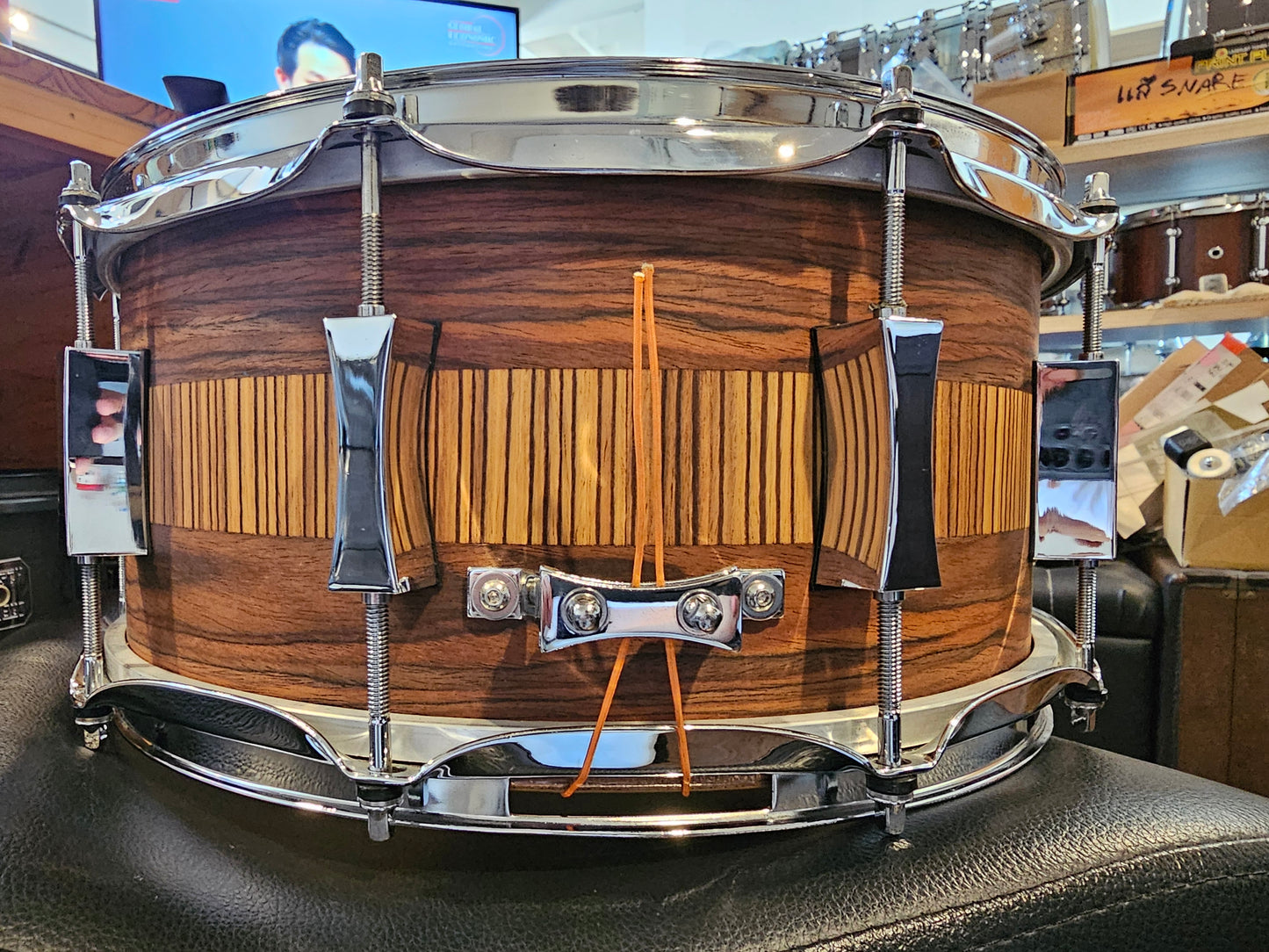 Pork Pie exotic Rosewood Zebrawood 14x6.5 snare drum