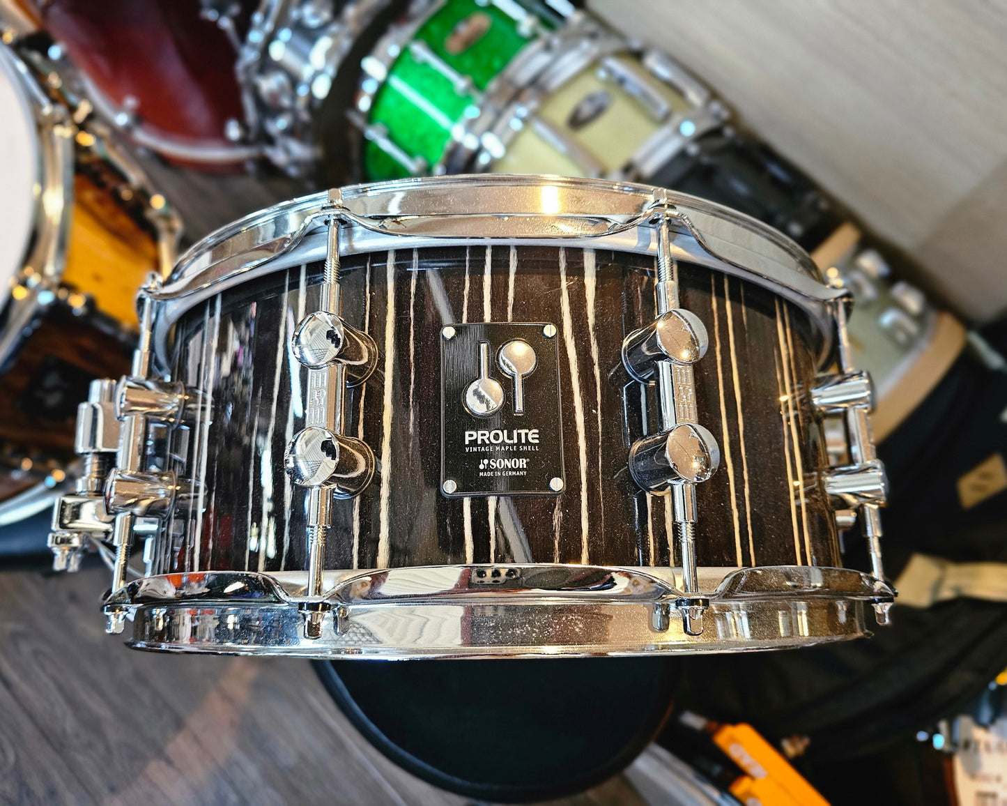Sonor Prolite Ebony white stripes 14x6 snare drum
