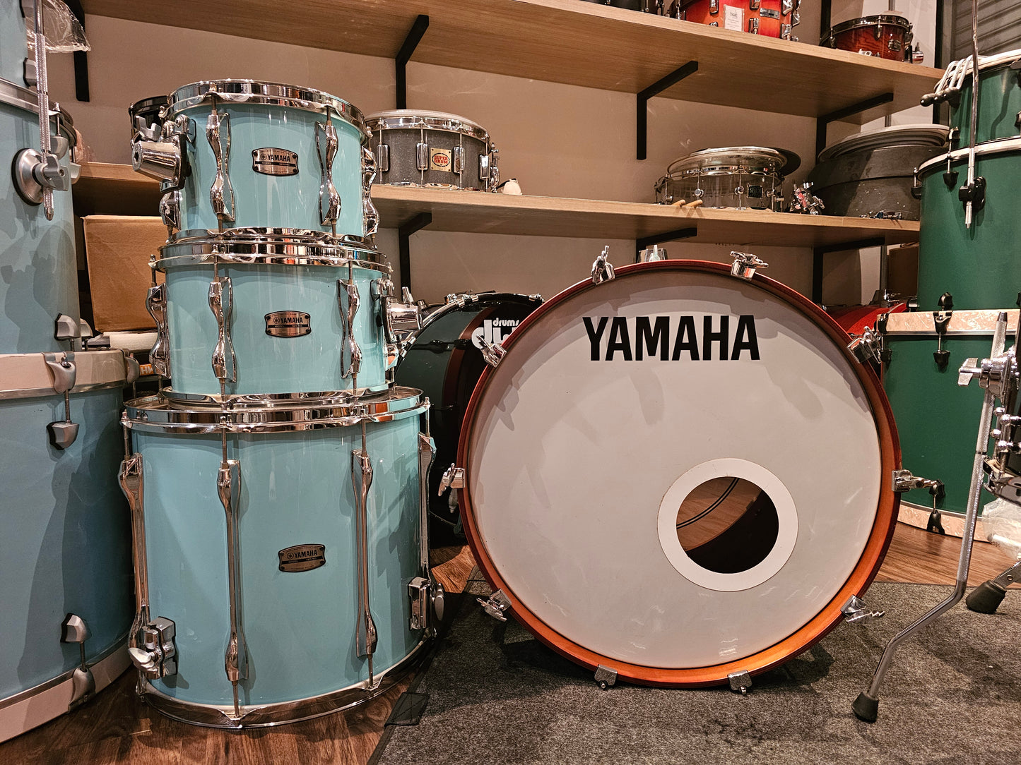Yamaha Recording custom Surf green 4 pcs. drums set