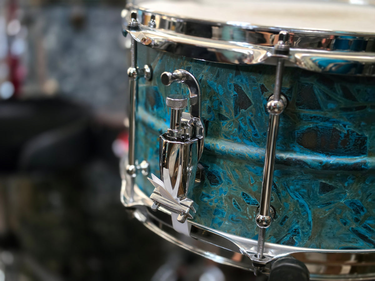 Pork Pie Patina brass 13x7 snare drum