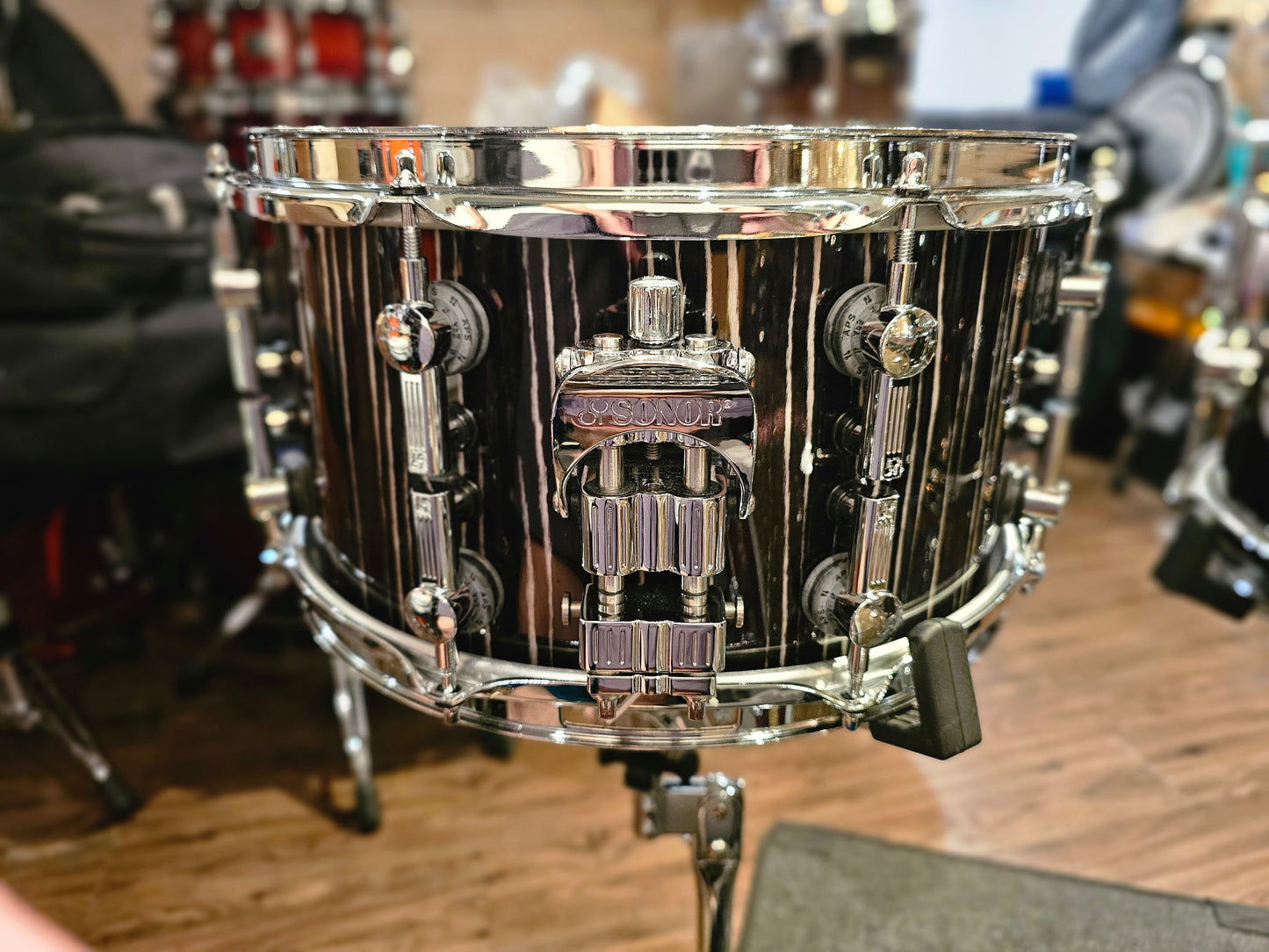 Sonor SQ2 Heavy Maple Ebony white stripes 13x7 snare drum