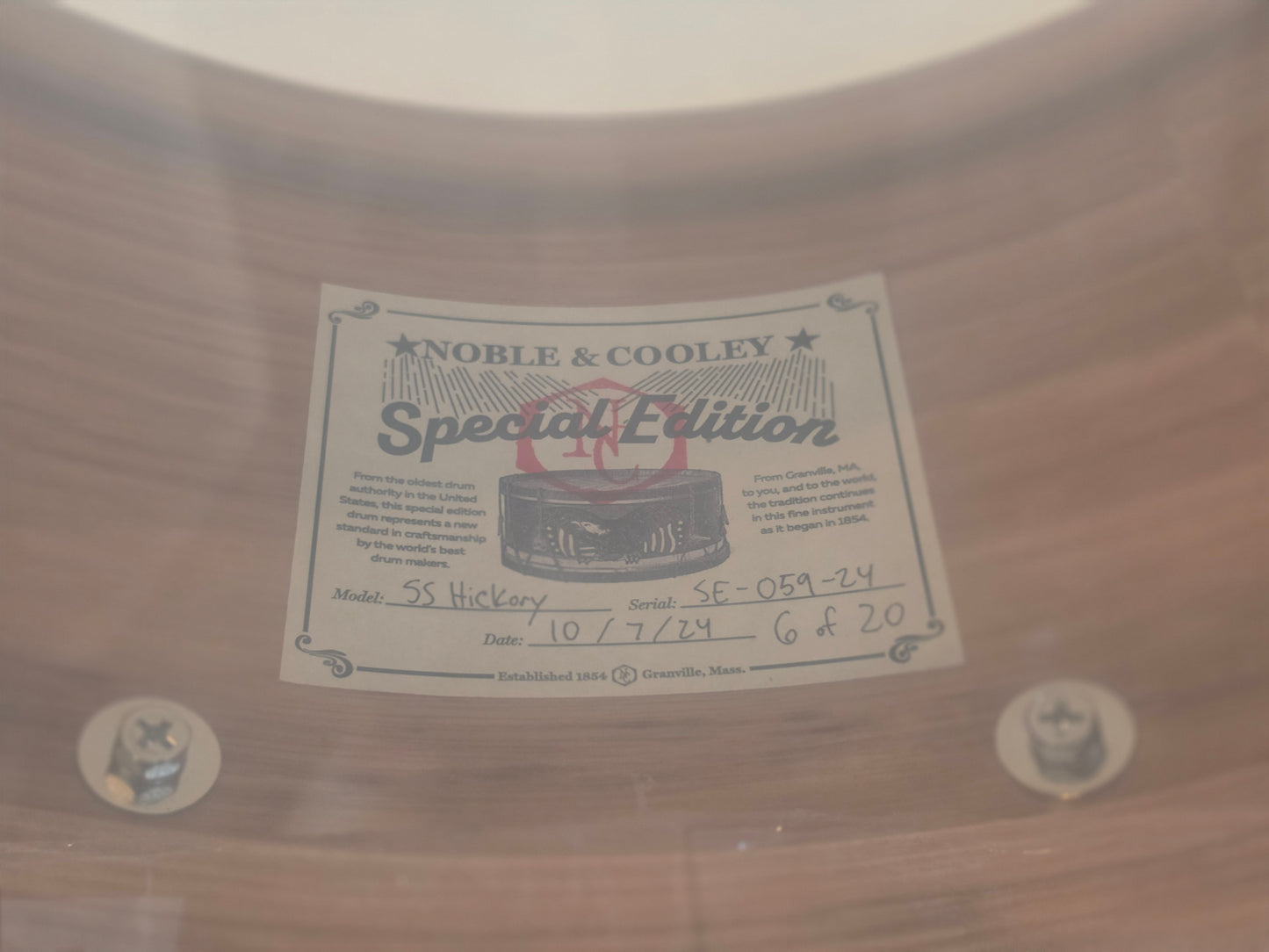 Noble & Cooley NC SS classic special edition Hickory 14x7 snare drum