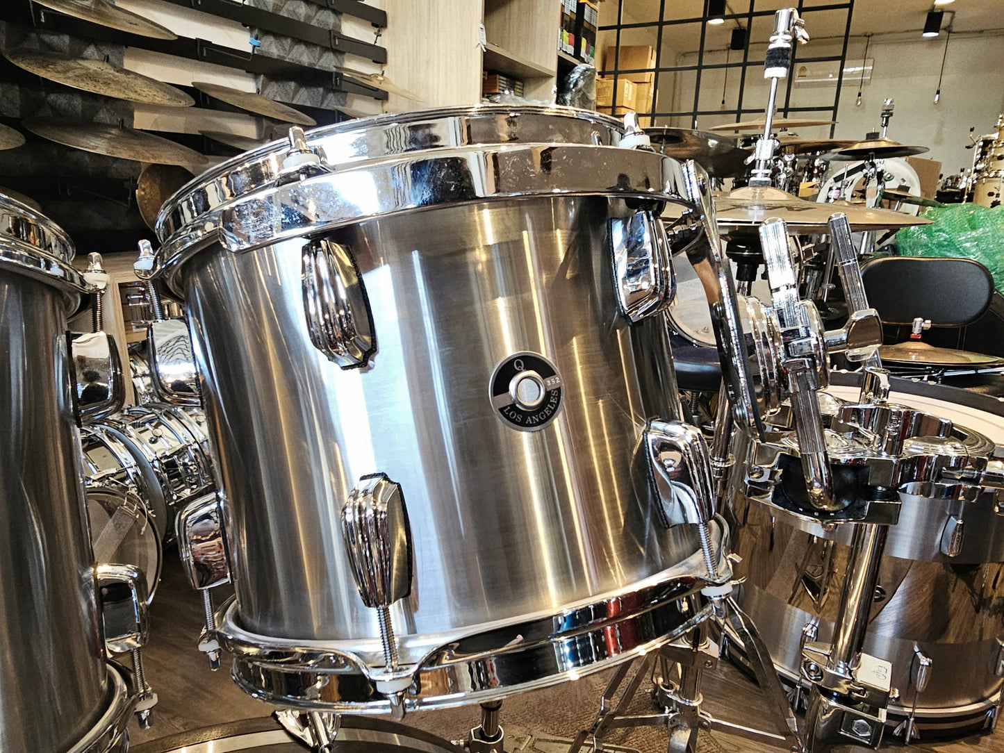 Q Drum Co. Stainless steel + Maple rings 4 pcs. drums kit
