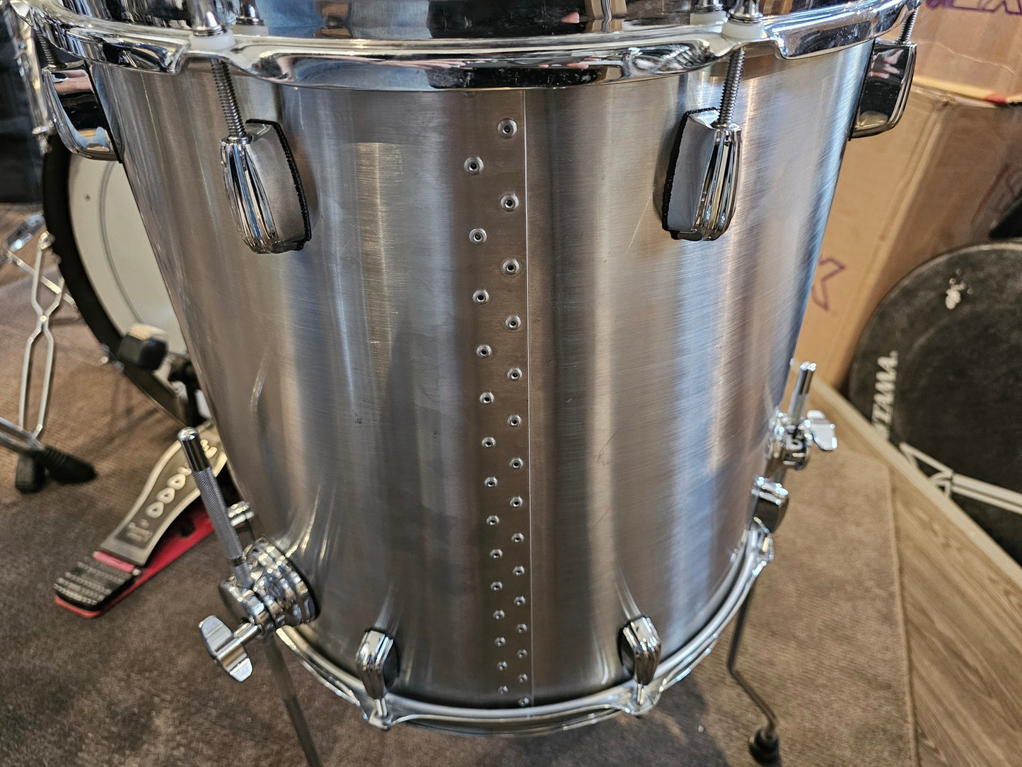 Q Drum Co. Stainless steel + Maple rings 4 pcs. drums kit