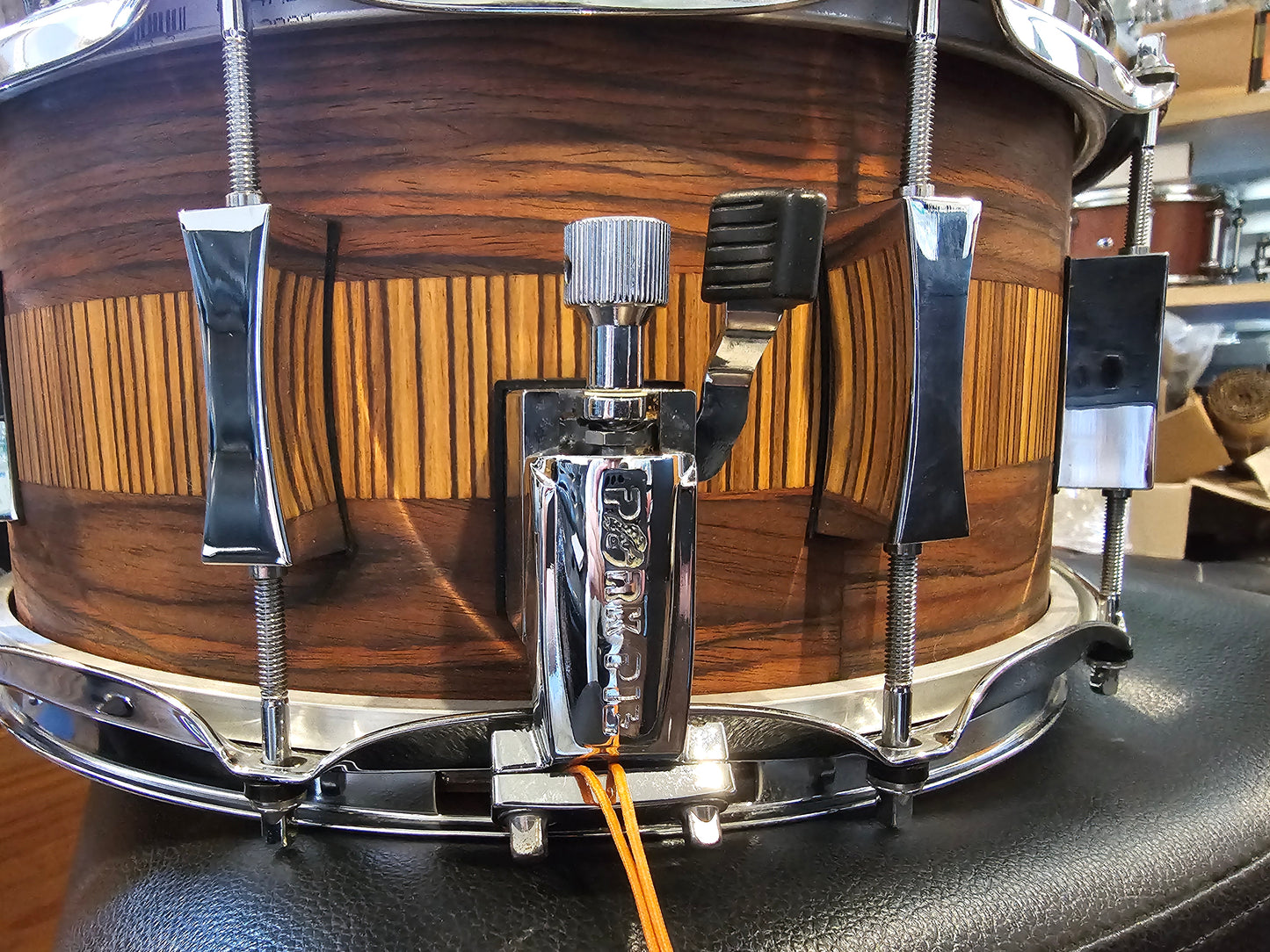 Pork Pie exotic Rosewood Zebrawood 14x6.5 snare drum