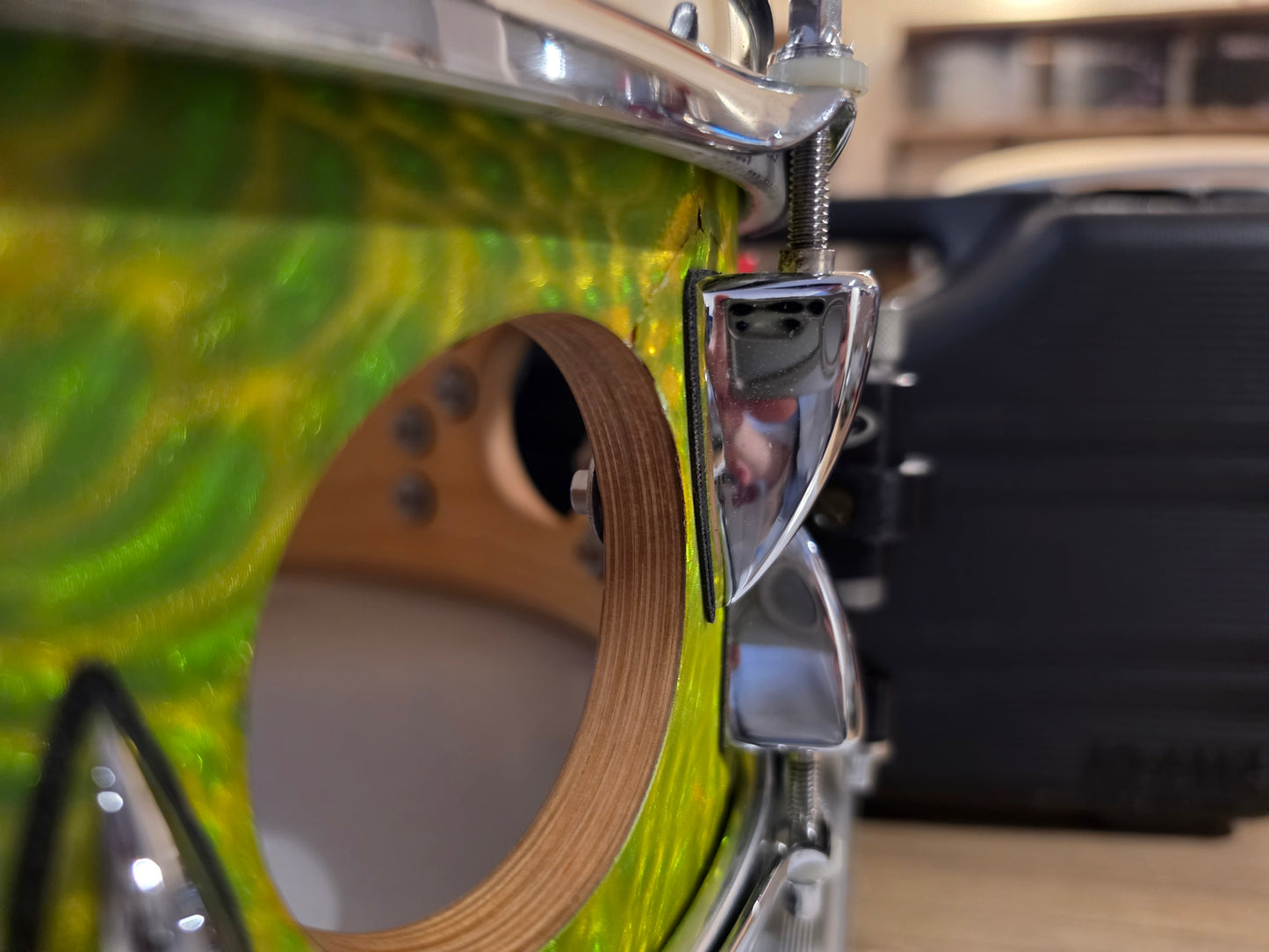 OCDP custom 3D Lime green Maple 20 ply 14x5.5 snare drum