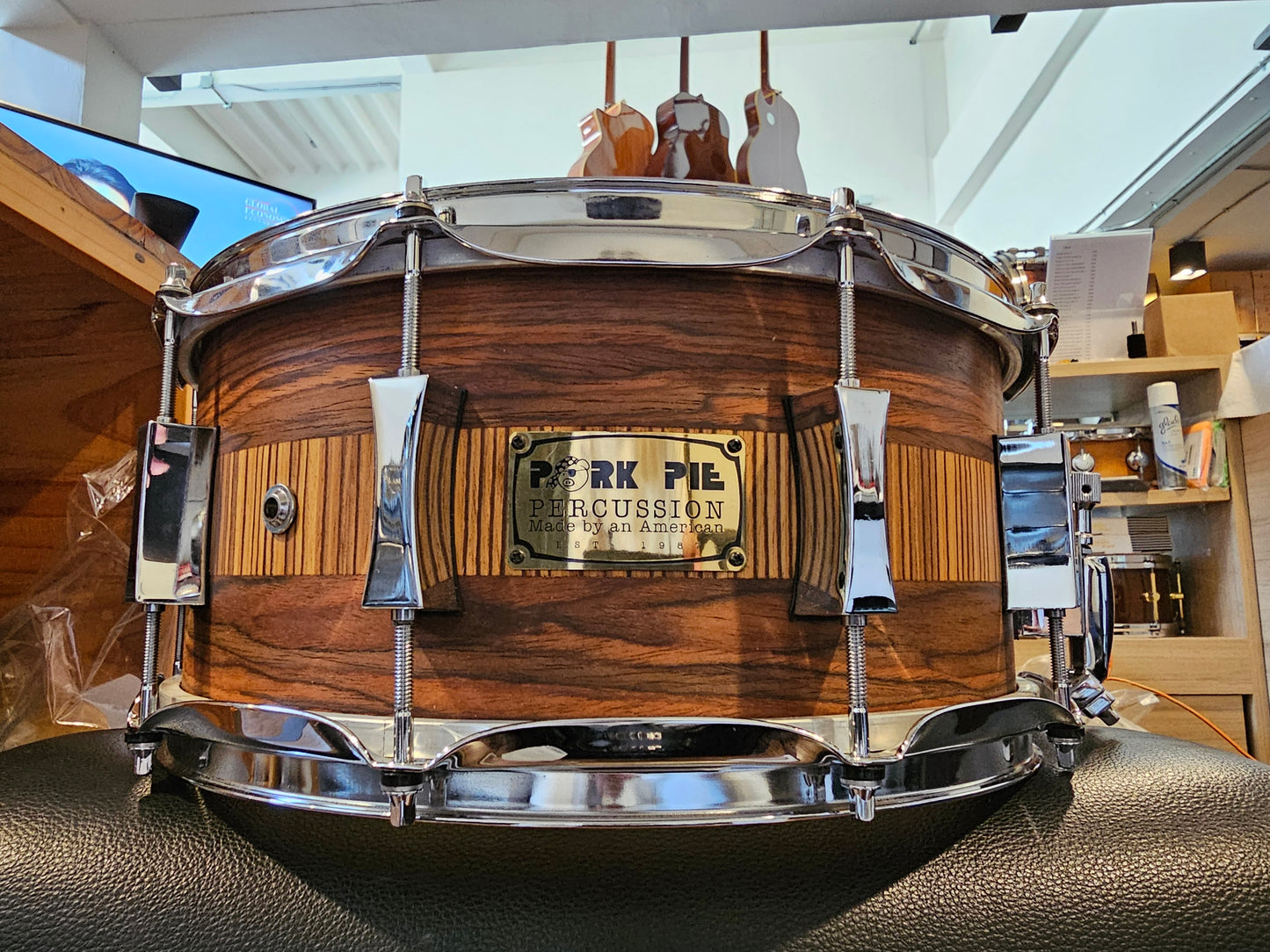 Pork Pie exotic Rosewood Zebrawood 14x6.5 snare drum