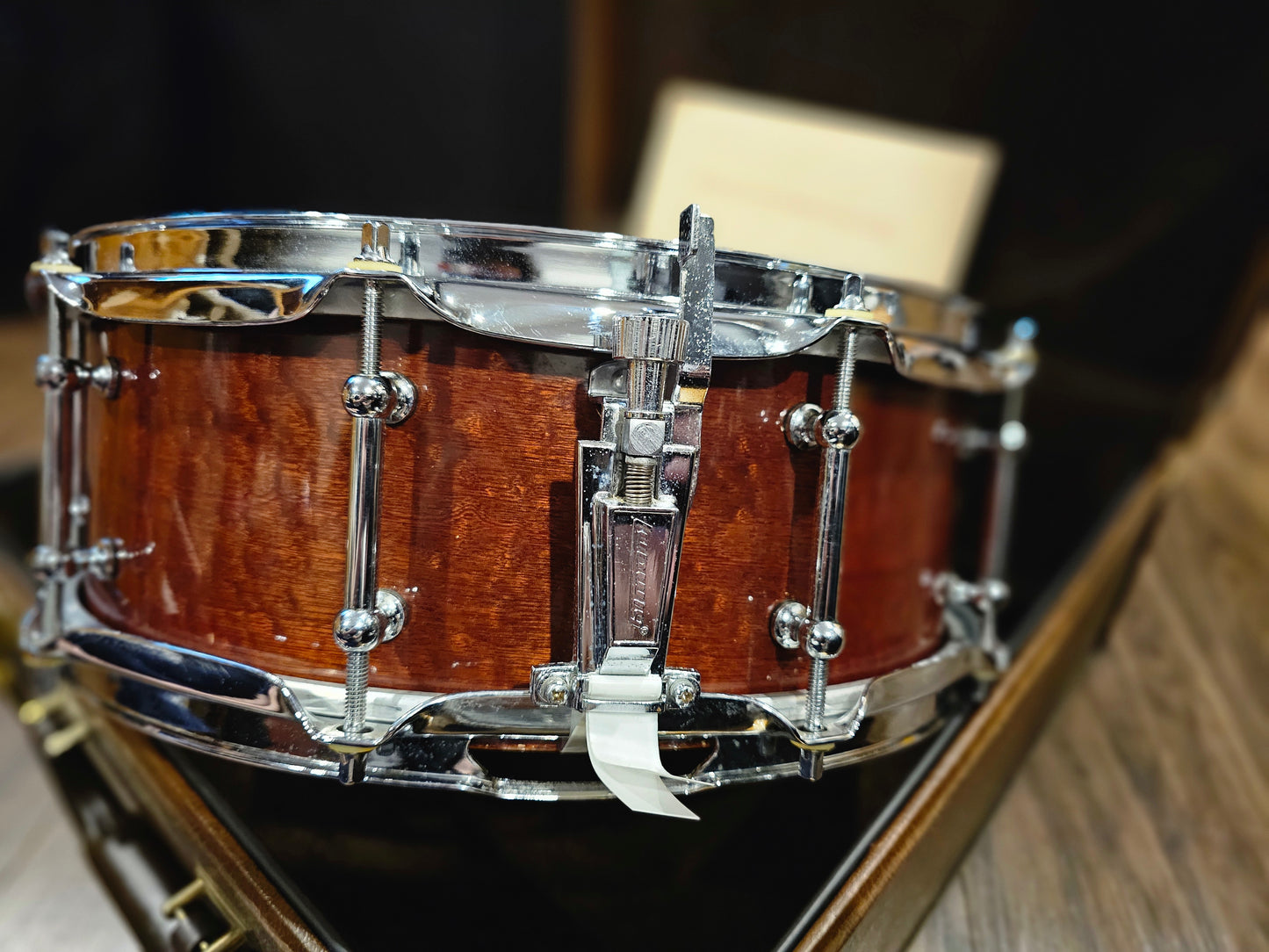 Ludwig 90th anniversary exotic 14x5 snare drum w/ leather hard case