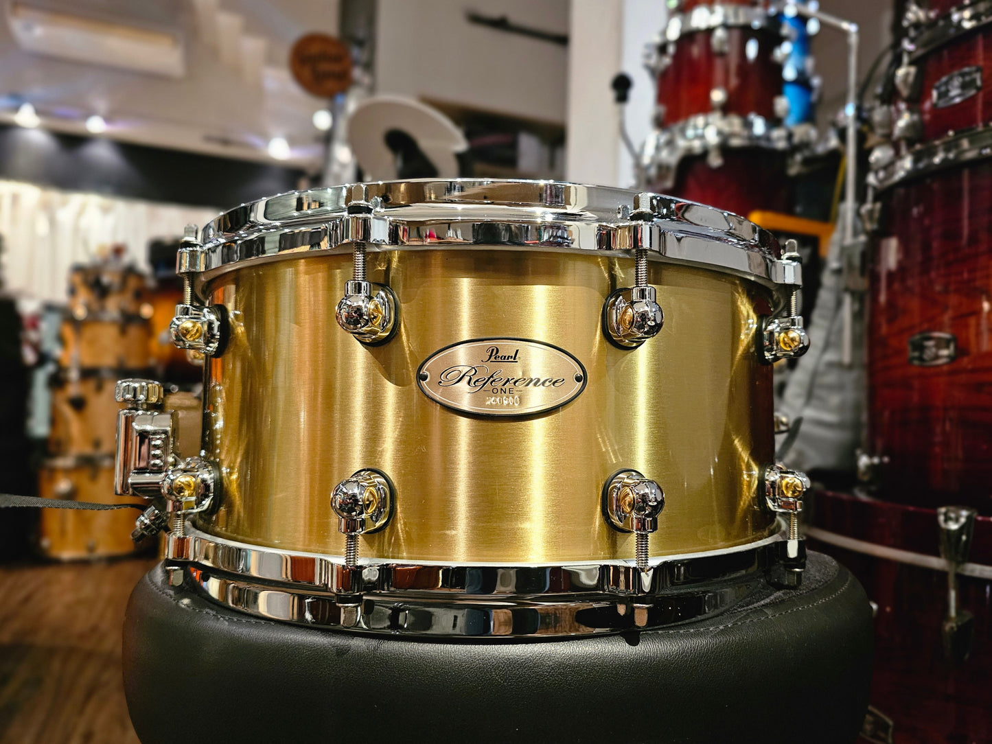 Pearl Reference one brass 14x6.5 snare drum