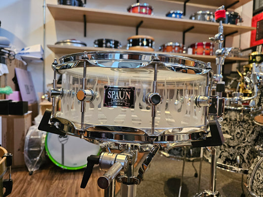 Spaun sandblasted flame acrylic shell snare drum 14x5.5