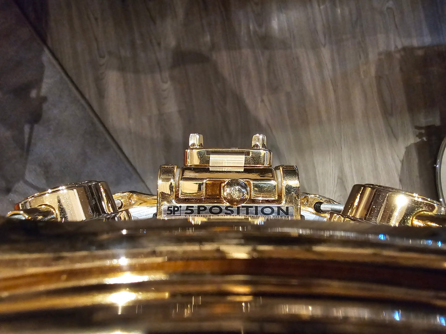DW Collectors PurpleCore w/Cherry Rose gold graphic w/ gold hw 14x6 snare drum