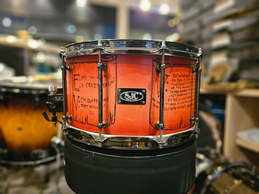 SJC custom V for Vendetta engraved 10-ply Maple 14x8 snare drum