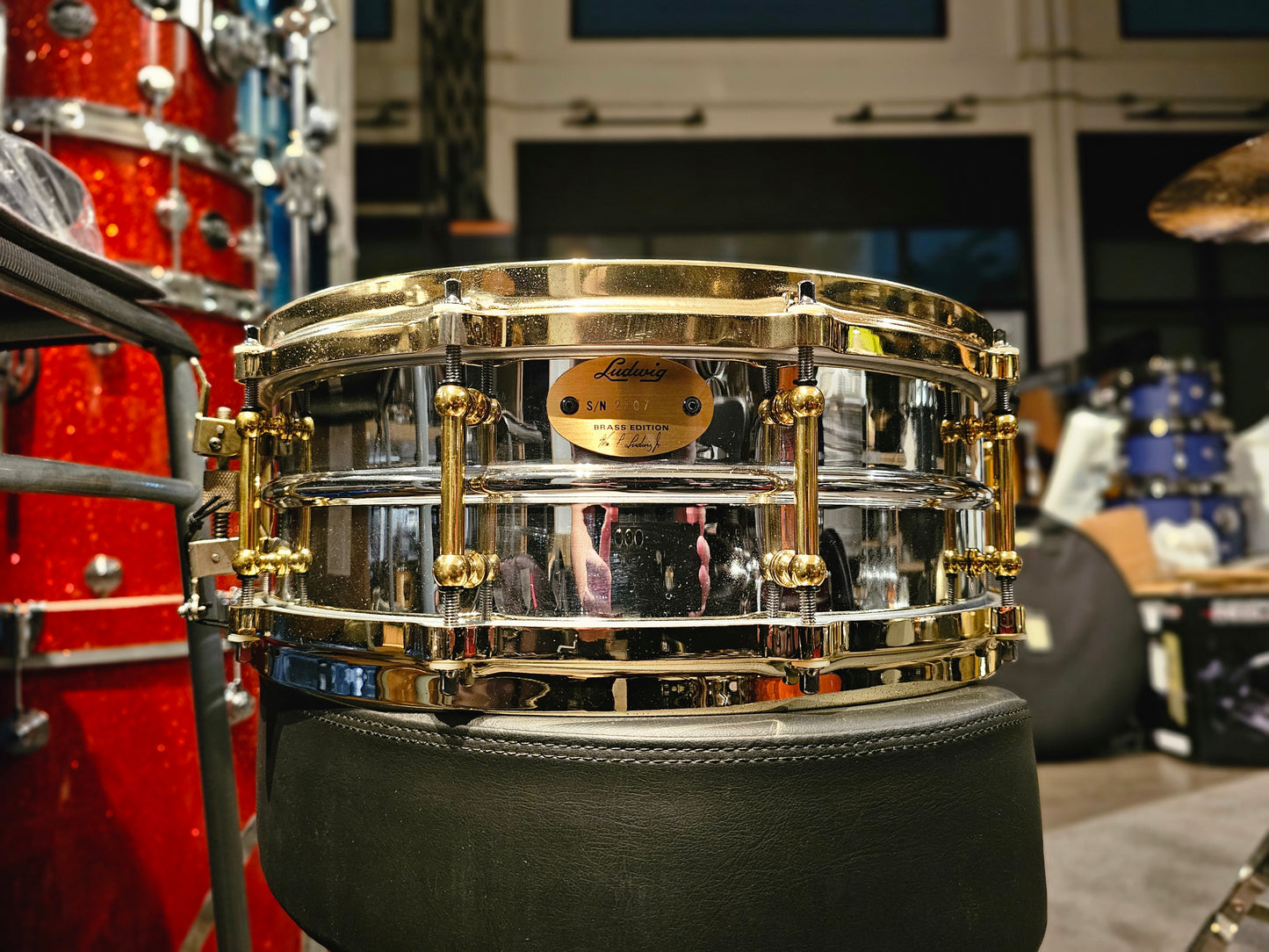 Ludwig LB400BBTM brass edition Supraphonic 14x5 snare drum