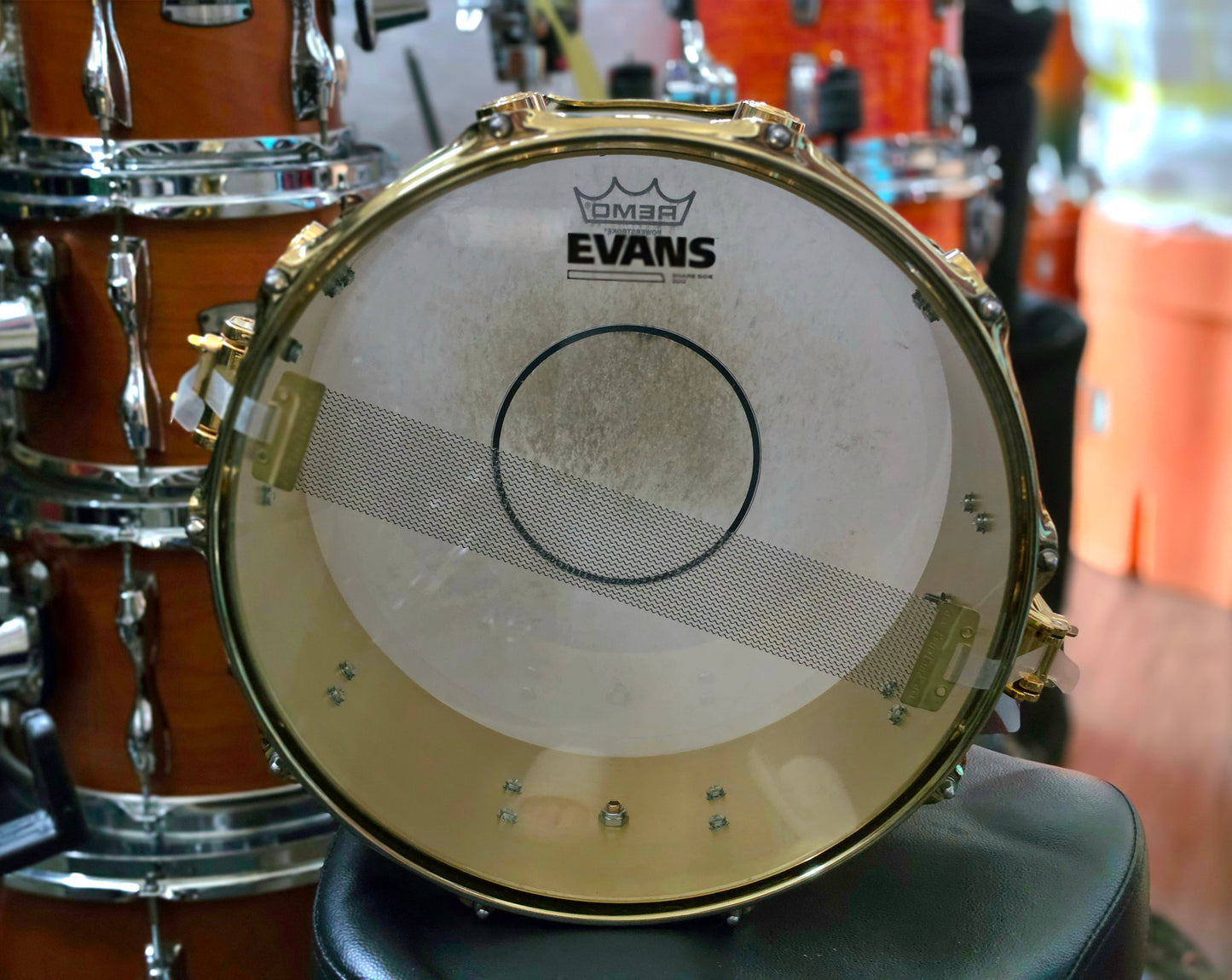 DW Collectors bell brass 3.0mm w/gold hardware 14x6.5 snare drum