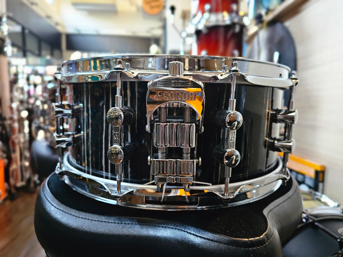 Sonor Prolite Ebony white stripes 14x6 snare drum