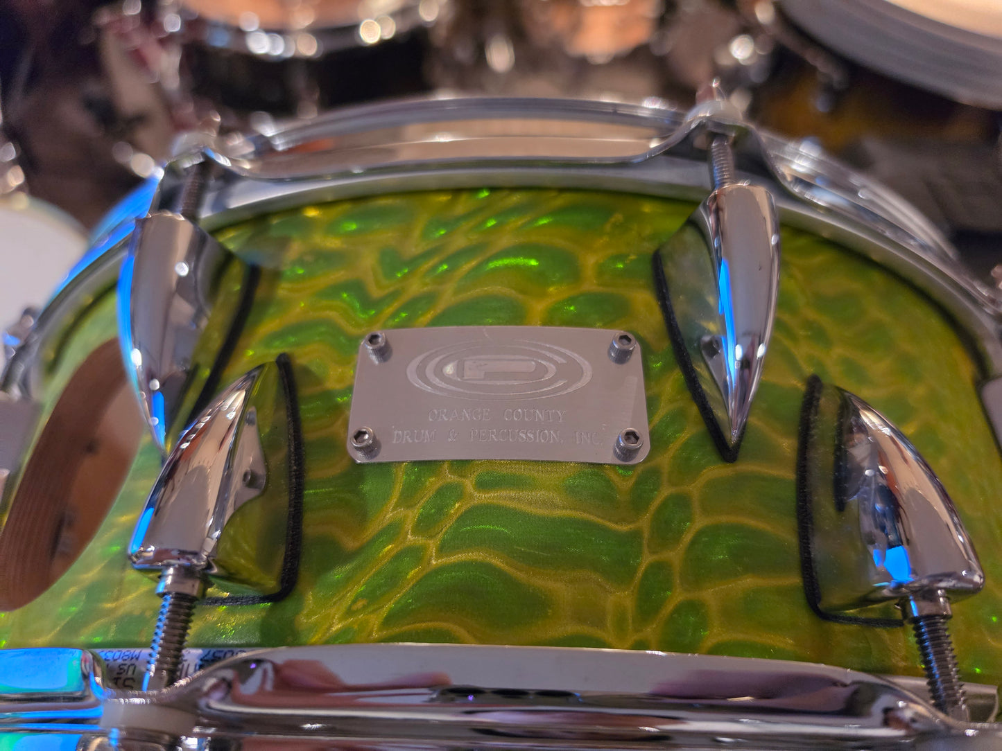 OCDP custom 3D Lime green Maple 20 ply 14x5.5 snare drum