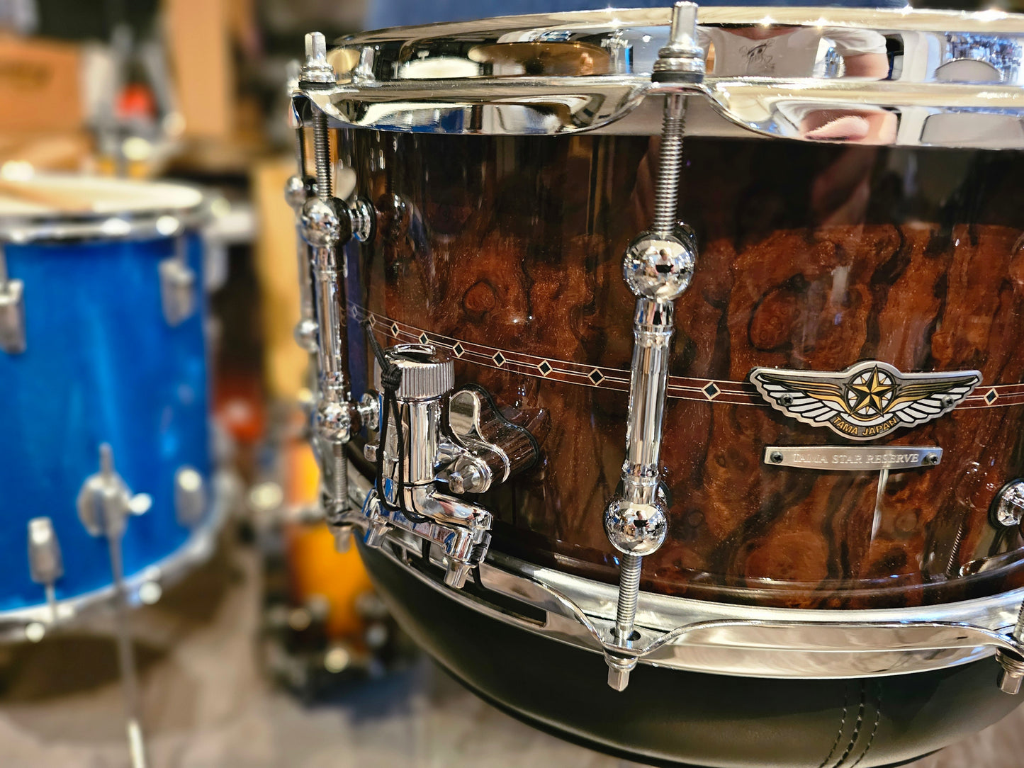 Tama Star Reserve Bubinga/Walnut w/Maple-rings 14x6.5 snare drum