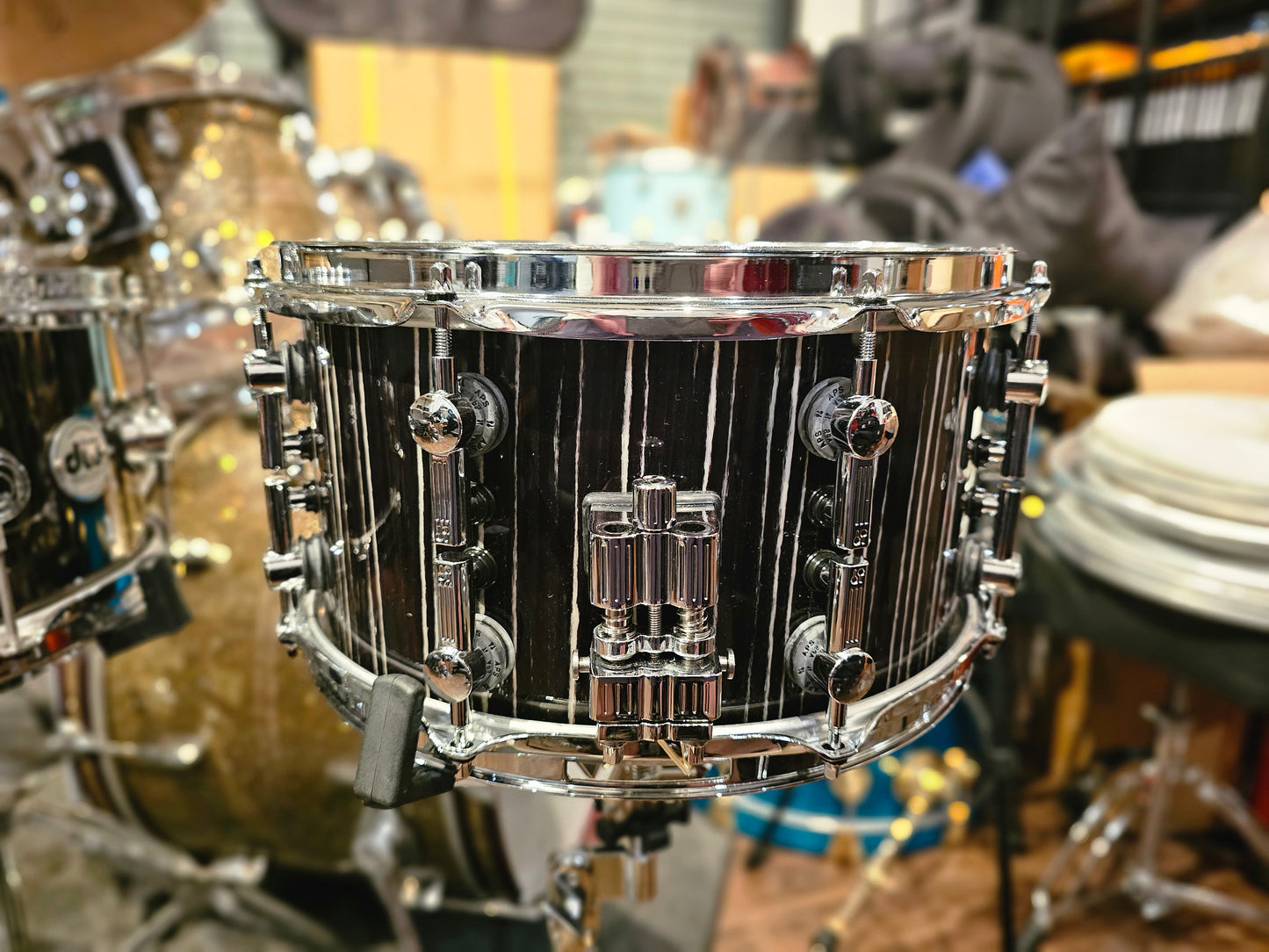 Sonor SQ2 Heavy Maple Ebony white stripes 13x7 snare drum