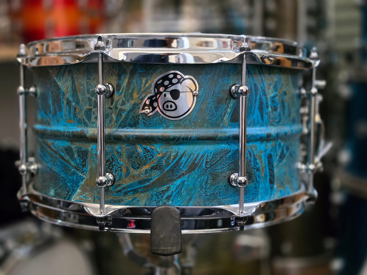 Pork Pie Patina brass 13x7 snare drum